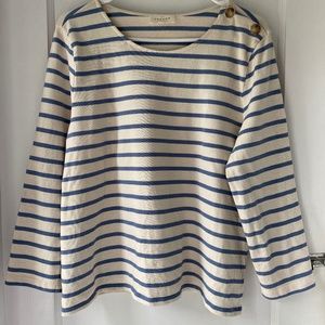 SEZANE Colette Mariniere- Color Vintage Blue & Ecru in Size L